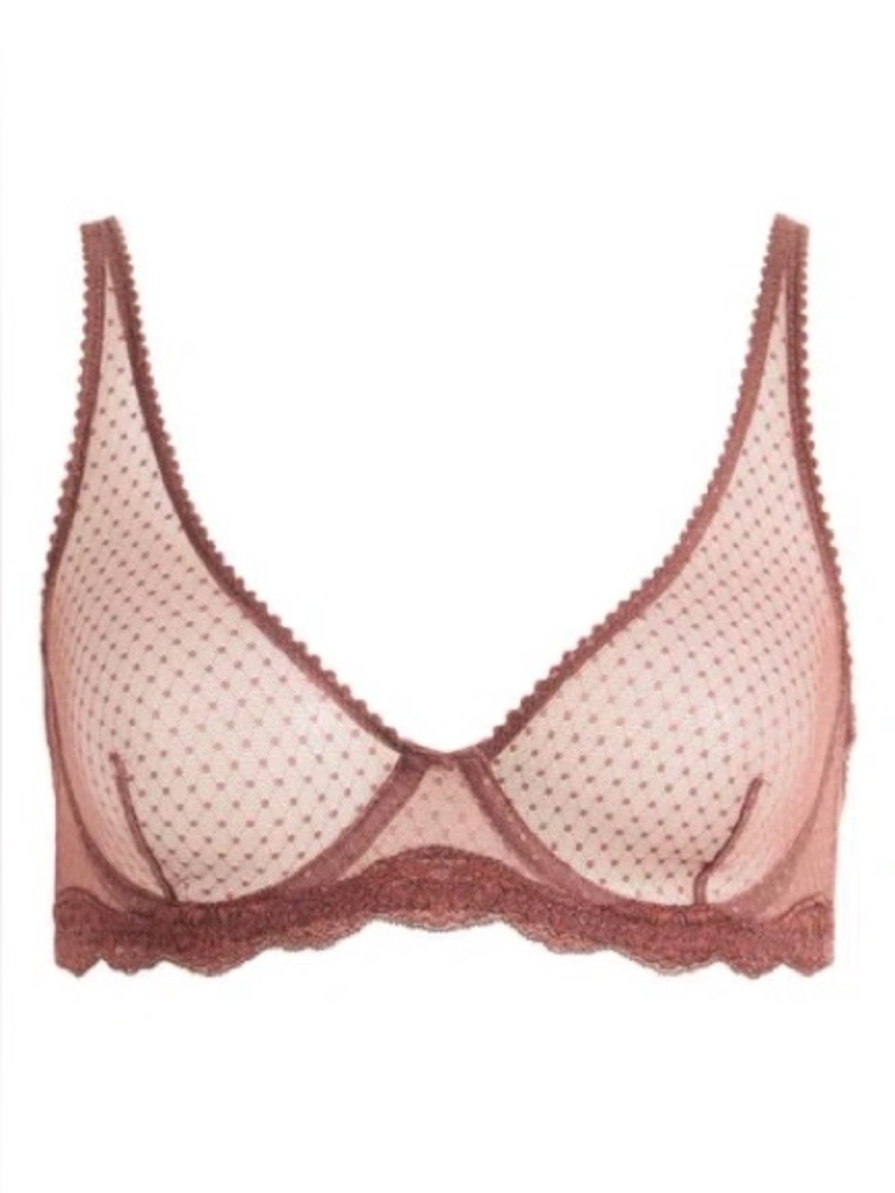NWOT FREE PEOPLE Mid Week Dotted Mesh Underwire Bra In Mocha
